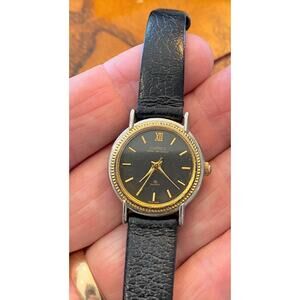 Women's 25mmm Caprice Watch, Two Tone with Black Leather Band,WR 30M